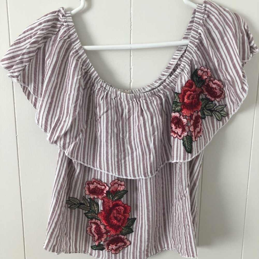 off the shoulder flower top